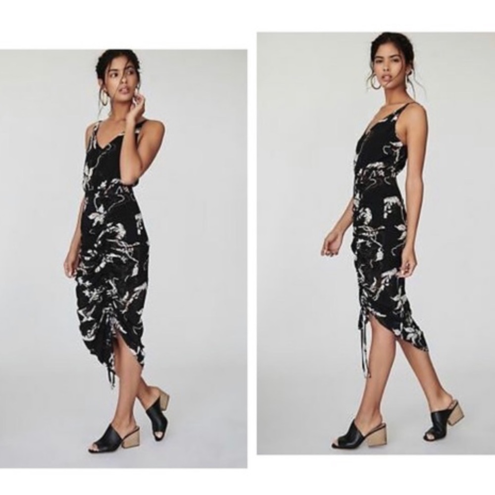 SHONA JOY Ruched Slip Dress In Shadows Black - Picture 8 of 16
